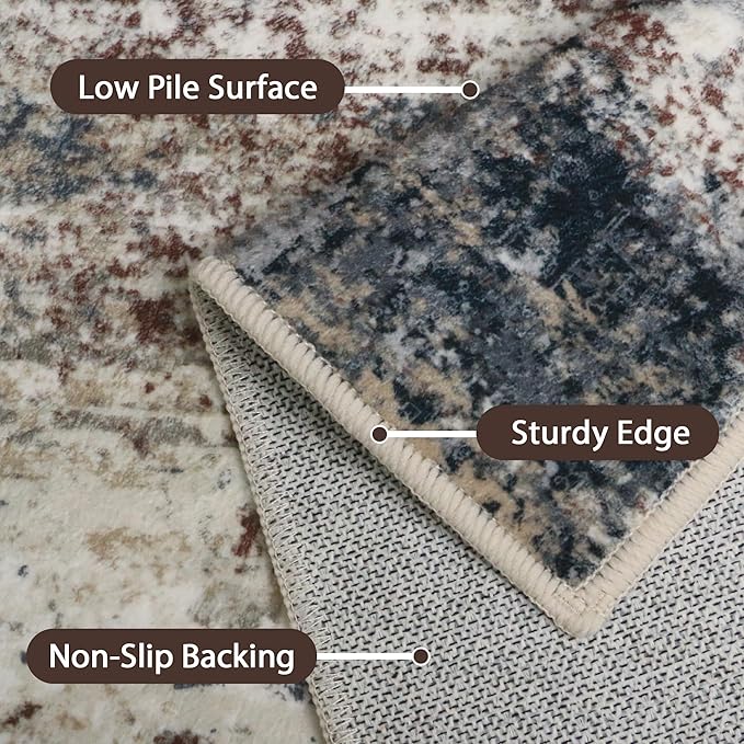 GENIMO Rugs for Bedroom-Washable 6x9 Area Rugs Lightweight Low Pile, Modern Printed Non-Slip Carpet for Living Room, Playroom, Dining Room, Office, Mystic Forest