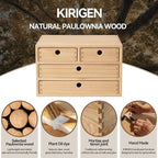 Kirigen Natural Wood Desktop Organizers with Drawers - Home Workspace Office Supplies Wooden Storage Box Shelf Case - Hold Makeup Box (NA, 3-Layer &4 Drawers)