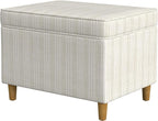 Spatial Order Home Decor | Dinah Collection Modern Storage Ottoman | Ottoman with Storage for Living Room & Bedroom(Cream Marigold Pinstripe Fabric)