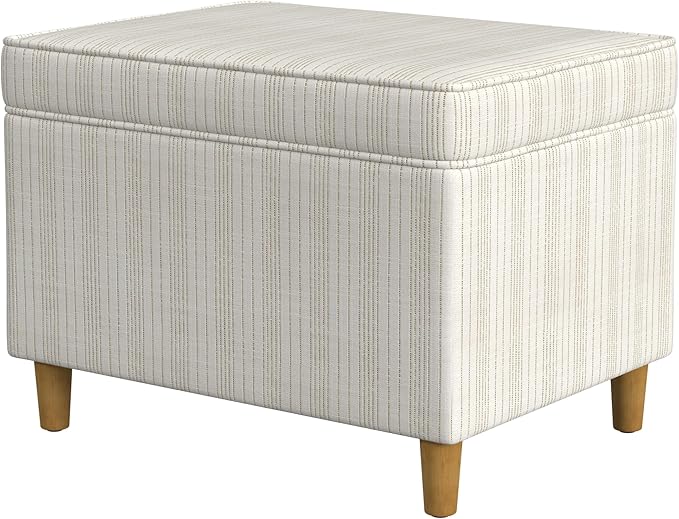 Spatial Order Home Decor | Dinah Collection Modern Storage Ottoman | Ottoman with Storage for Living Room & Bedroom(Cream Marigold Pinstripe Fabric)