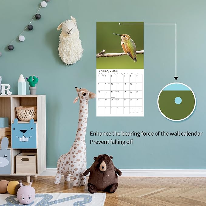 2026 Wall Calendar,Calendar 2026, November 2025 - December 2026, Wall Calendar Hummingbird, 12" x 24" Opened,Full Page Months Thick & Sturdy Paper for Calendar Organizing & Planning