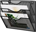 EasyPAG 3 Pocket Mesh Wall File Organizer, Hanging Paper Folder Holder with Classify Label, Vertical Wall Mount Mail Organizer for Office Home Classroom, Black
