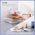 CiWiVOKi 2 Pack Stackable Paper Tray, Acrylic File Organizer for Desk, Office Organizer and Storage for Desk Accessories, Notes, Books, File Paper, Document