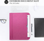 ProCase Portfolio Business Padfolio Folder with Zipper, Conference Meeting Executive File Legal Document Organizer with Pockets Letter Size A4 Writing Pad Notepad Padfolio -Magenta