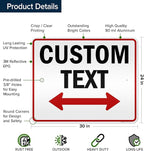Custom Arrow,Custom Directional Sign, Two Way Arrow,24x30 Inches, 3M EGP Reflective, Rust Free .080 Aluminum, Fade Resistant, Made in USA by My Sign Center