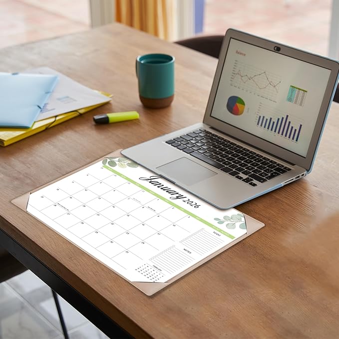 Desk Calendar 2026-2027 with Desk Mat – 17" x 12" Large Desk Pad Calendar Runs from January 2026 to June 2027, Office Supplies Desktop Monthly Calendar for Home & Office
