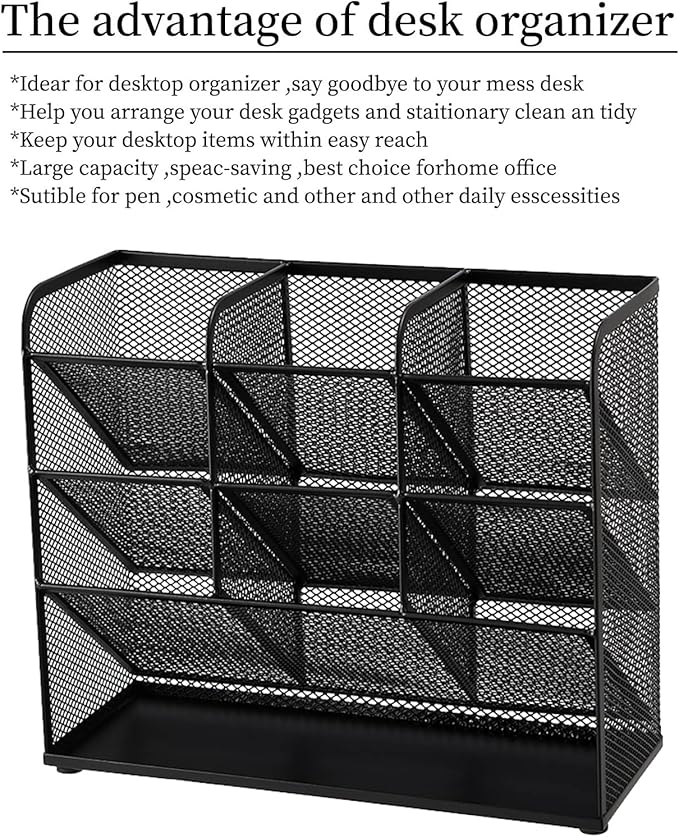 Marbrasse Mesh Desk Organizer, Multi-Functional Pen Holder, Desktop Stationary Organizer, Storage Rack for School Home Office Art Supplies (Mesh Pen Holder)