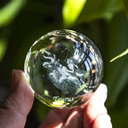 3D Laser Constellation Crystal Ball Crystal Paperweight Full Sphere Glass Fengshui with Sliver-Plated Flowering Stand(Taurus)