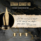 Scriveiner Luxury Fountain Pen - Stunning Black Lacquer Pen, Real Gold Finish, Schmidt Gilded Nib (Broad), Converter, Best Pen Gift Set for Men & Women, Professional, Executive, Office, Nice Pens
