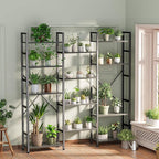 SUPERJARE Triple 5 Tier Bookshelf, Bookcase with 14 Open Display Shelves, Wide Book Shelf Book Case for Home & Office, Grey