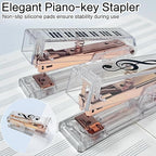 Gold Acrylic Stapler, Cute Office Stapler with 25 Sheets Capacity and Hold 100 Staples Unique and Stylish Design for Home Office Desktop (Piano-Key/High Note) (High Note)