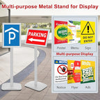 VAIIGO Heavy Duty Standing Sign Holder 8.5x11 Inch - Pedestal Floor Sign Stand with Weighted Base - Vertical & Horizontal View Poster/Menu Holder for Indoor/Outdoor Business Store Advertising, Silver