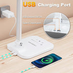 LED Desk Lamp for Office Home, Height Adjustable Architect Desk Light with USB Adapter, Stepless Dimming 50 Lighting Modes, Eye Caring Double Head Computer Desk Lamp for Reading, Study, Workbench