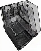 Black Mesh Desk Organizer Set, 3-in-1 Office Organizer with File Holder, Drawer & Accessories Tray, Multi-functional Desktop Storage for Stationery, Documents, Home & Office