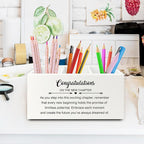 XPH Congratulations Gift Pen Pencil Holder Organizer for Desk, Graduation Gifts, New Job Gifts, Congratulations on the New Chapter Wooden Box Sign for Home Office Desk Tabletop Decorations
