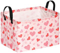 FUULOXE Rectangular Valentines Basket Storage Bin for Shelves Girls Gifts Baskets Foldable Box with Handles for Home Office Car Dormroom Valentine's Day Party Supplies