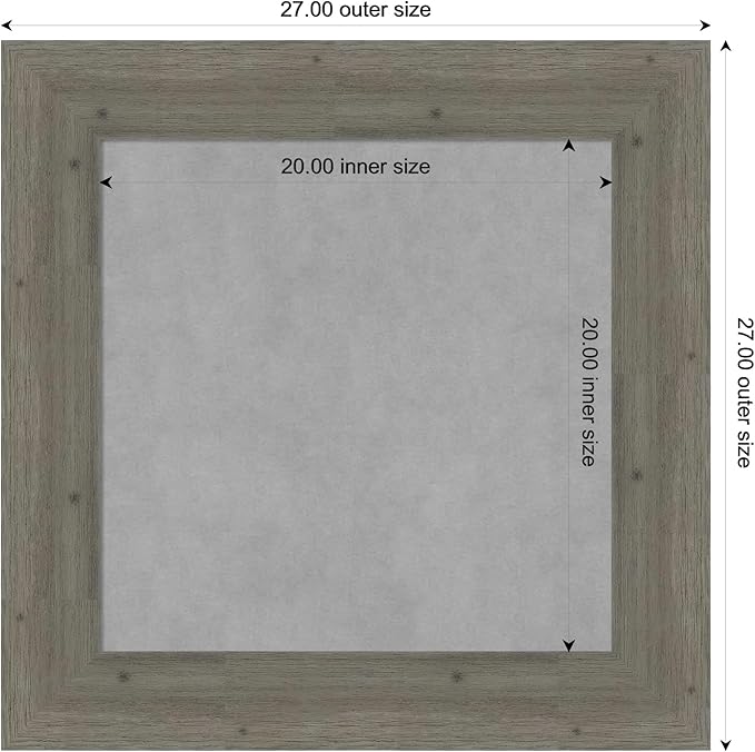 Amanti Art Grey Framed Magnetic Board 27x27 Medium Vision Board for use with Magnets, 100% Metal Sheet to Display Items as Office Decor or for Home Organization in mudroom, Kitchen or Kids Room