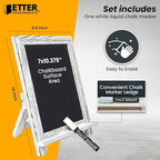 Better Office Products Framed Tabletop Chalkboard Sign, 9.5" x 14", Rustic Wood Frame, Small Magnetic Chalkboard with Built-in Ledge and Folding Stand, One White Chalk Marker Included,(Whitewash)