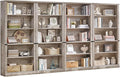 RWYHG 70" Grey Tall Bookshelf Set of 4,5-Tier Thick Wooden Book Shelf with Adjustable Shelves,Free Standing Farmhouse Bookcase with Open Display Storage,Floor Vintage Bookshelves for Living Room