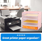EASEPRES 5 Slot Mesh Desk Organizer Tray, File Paper Letter Folder Holder Desktop Paper Sorter Mail Organization Rack Storage Accessories, for Office Home School Classroom, Pink