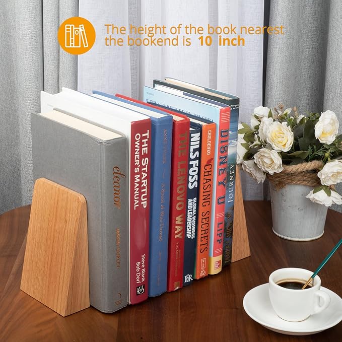 DRELIFAM Red Oak Book Ends Heavy Duty Handmade Book Ends for Shelves Decorative Bookends to Hold Heavy Books (Red Oak Small)