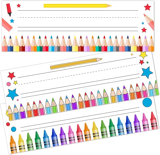 Name Tags for Classroom Cubbies, 30 Colorful Name Plates for Desks, Back to School Self Adhesive Name Tags Sticker for Teachers Elementary - A09