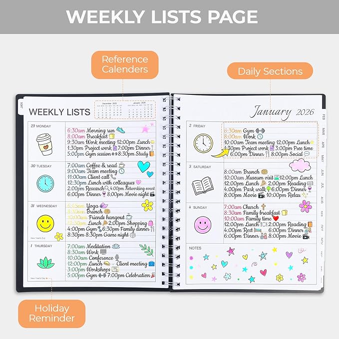 M&G 2026 Planner, Weekly and Monthly Planner Calendar, Jan 2026-Feb 2027 Agenda Book With Monthly Tabs for School Work Home Supplies, A4 8.5" x 11"
