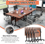Conference Table,55.1''Folding Conference Room Table for 4-12 People,Mobile Flip Top MeetingTraining Table with Different Coulor and Styles for Offices, Classrooms,Meeting Room (8, 70.8''D)