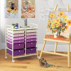 Giantex 12 Drawers Rolling Storage Cart, Classroom Organizers with Wheels for Tools Scrapbook Craft Paper Teacher Office School Supplies (Purple Gradient)