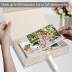 Sprsthai 5x7 Archival Photo Storage Box with Lid – Stackable Memory Keepsake Organizer for Photos, Certificates, Jewelry & Scrapbooking Supplies Beige