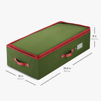 ZOBER Underbed Christmas Ornament Storage Box - Stores 72 Large 4" Ornaments, With Dividers - Tear Proof 600D Oxford Fabric, Ornament Organizer Storage Box, Durable Christmas Containers Holder - Green