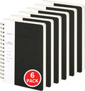 Spiral Notebook-5.75" x 8.125" College Ruled Journal with Inner Pockets and 160 Pages,PU Leather Cover Business Journal, Twin-Wire Binding Notebook Perfect for Office & Home School Supplies 6 pack Black