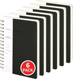 Spiral Notebook-5.75" x 8.125" College Ruled Journal with Inner Pockets and 160 Pages,PU Leather Cover Business Journal, Twin-Wire Binding Notebook Perfect for Office & Home School Supplies 6 pack Black