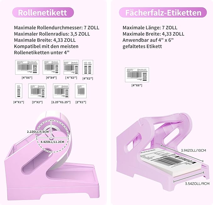 Guermok Thermal Shipping Label Holder for Rolls & Fan-Fold, Fragile Stickers for Shipping, Label Stand Desktop Printer Holder-Home Office Accessory Sticker Dispenser for Holographic (Purple)