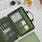 Fireproof File Organizer with Lock, Hard-Shell Case Fireproof Document Box with 13 Colorful Pockets Accordion File Folder, Important Document Organizer for Letter A4 Files Laptop Passports (Green)