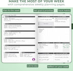 Clever Fox Planner Large – Undated Weekly & Monthly Planner for Productivity, Time Management & Goals – Organizer Journal – 7x10” (Forest Green)