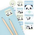 Large Name Labels for Kids (33) - Custom Stickers for Daycare and School Supplies - Durable, Waterproof Stickers for Water Bottles, Lunch Boxes, and More with Unique Designs - Panda