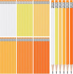TecUnite 120 Pcs #2 HB Pencils with Eraser No 2 Unsharpened Wooden Hexagonal Pencils for Adults Gifts for School Exam art Learning Office Sketching(Orange Series)