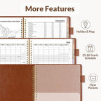 SUNEE 2026 Planner, Weekly and Monthly Calendar Planner 9"x11.2"- 12 Month (January 2026 - December 2026), Vegan Leather Cover, Pocket, Bookmark, Notes, Monthly Tab, Brown