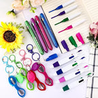 24 pcs Nurse Pen Set Include Permanent Marker Pen Pen Lights for Nurses Retractable Ballpoint Pen Nursing Keychain Clip Foldable Scissors LED Flashlight Keychain for Nurses (Blue Green Pink Purple)