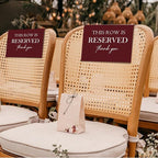 ChissNook Reserved Seating Chair Signs, This Row Is Reserved Pew Cloths Seating Placeholder for Church Pews, Burgundy Wedding Decorations for Reception Parties Celebrations Event (Burgundy, 4 PCS)