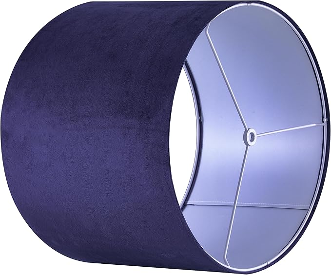 GO&SO Dark Blue Velvet Drum Lamp Shade Set of 2 Medium 13" Top x 13" Bottom x 10" High(Spider) Modern Lamp Shades for Table Lamps & Bedside Lamp Replacement Lampshade Required Assembly