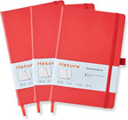 Heture Hardcover Notebooks, A5 Dotted Journal Notebook for Writing 160 Pages, 8.2 x 5.5 inch, Classic Dotted Notebooks for College/Work/Travel(Red 3 Pack)