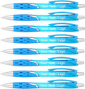 Personalized Ballpoint Pens With your Custom Logo or Text-300 Pack Bulk-for Businesses, Parties, and Events, Custom Printed, Vivid Colored Translucent Barrel, Click Pens, Black Ink, Light Blue Pens