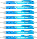 Personalized Ballpoint Pens With your Custom Logo or Text-300 Pack Bulk-for Businesses, Parties, and Events, Custom Printed, Vivid Colored Translucent Barrel, Click Pens, Black Ink, Light Blue Pens
