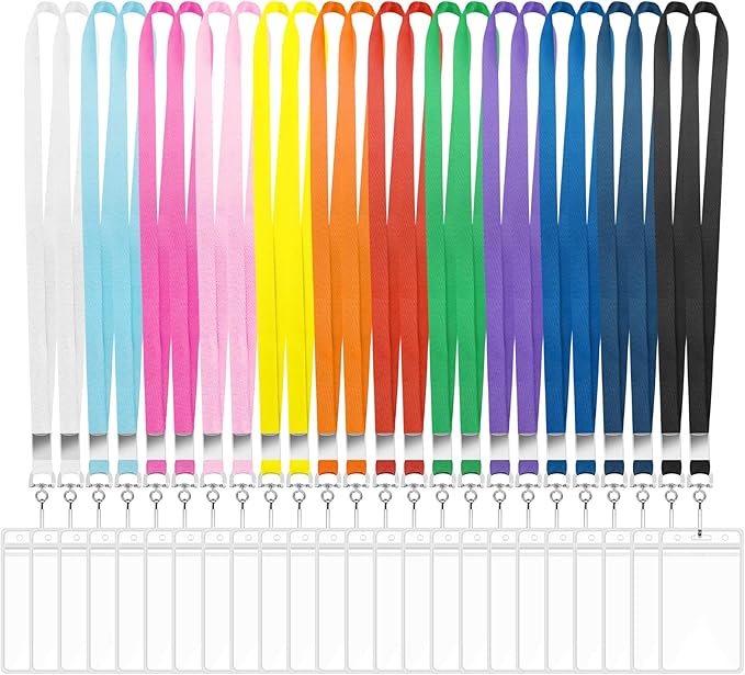 24 Pack Lanyards for ID Badges Cruise Lanyard for Ship Cards with Waterproof ID Badge Holder Cruise Essentials 2026 (Colorful)