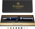 Scriveiner Midnight Blue Fountain Pen - Stunning Luxury Pen with Chrome Appointments, Schmidt Nib (Medium), Best Pen Gift Set for Men & Women, Professional, Executive, Office, Nice Pens