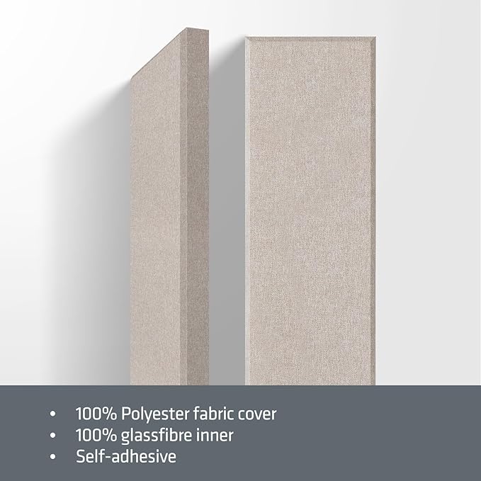 UMIACOUSTICS 2 PCS Fiberglass Acoustic Panels, 48x12x2 Inches Sound Absorbing Panels, Sound Proof Panels for Studios, Office, Home Theater. (Linen)