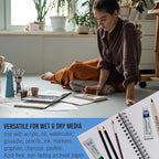 U.S. Art Supply 5.5"x8.5" Mixed Media Sketchbook, 2 Pack (60 Sheets), 98 lb (160 GSM) - Spiral-Bound Pad with Perforated Acid-Free Paper - Artist Sketch Book for Drawing, Painting, Watercolor