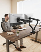 monTEK Dual Monitor Stand up to 35 inches Screen, Monitor Mount for 2 Monitors, Full Motion Adjustable Monitor Arm, VESA Mount with C-Clamp/Grommet Base, Holds 24.25lbs per Arm, MA1010BK-D